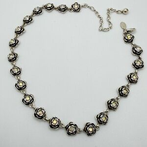 14.5" w/ 4"ext VTG Premier Designs Flower Aurora Borealis "Primrose" necklace!